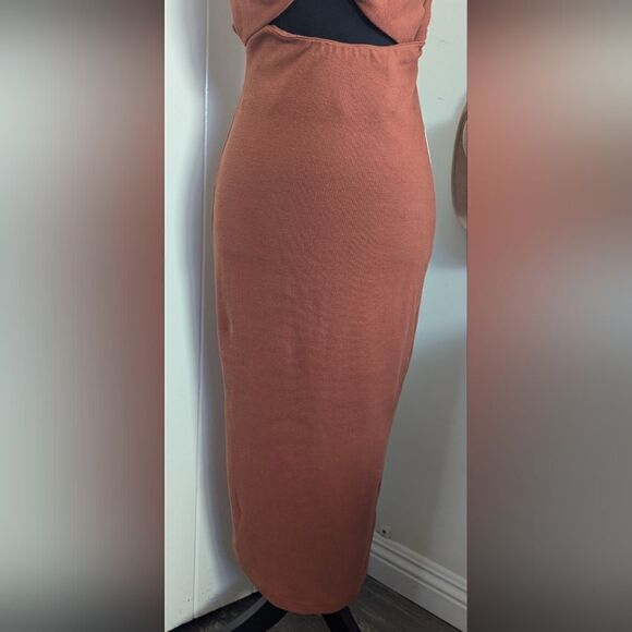 Hello Molly 6 Brown Midi Dress NWT Bodycon Coquette Girl Coastal Cowgirl Chic - Picture 5 of 11